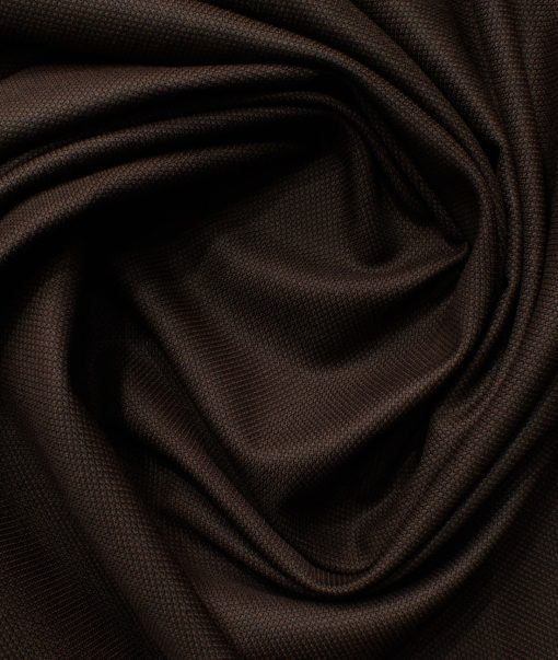 J.Hampstead Men's Polyester Viscose Structured 3.75 Meter Unstitched Suiting Fabric (Umber Brown)