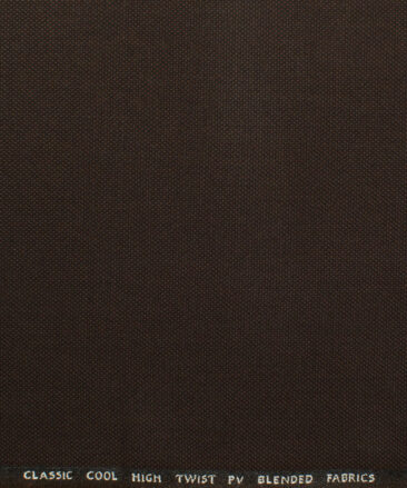 J.Hampstead Men's Polyester Viscose Structured 3.75 Meter Unstitched Suiting Fabric (Umber Brown)