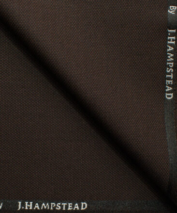 J.Hampstead Men's Polyester Viscose Structured 3.75 Meter Unstitched Suiting Fabric (Umber Brown)