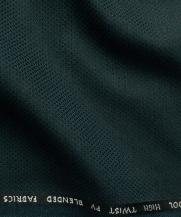 J.Hampstead Men's Polyester Viscose Structured 3.75 Meter Unstitched Suiting Fabric (Dark Pine Green)