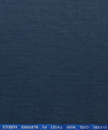 J.Hampstead Men's Polyester Viscose Structured 3.75 Meter Unstitched Suiting Fabric (Blue)