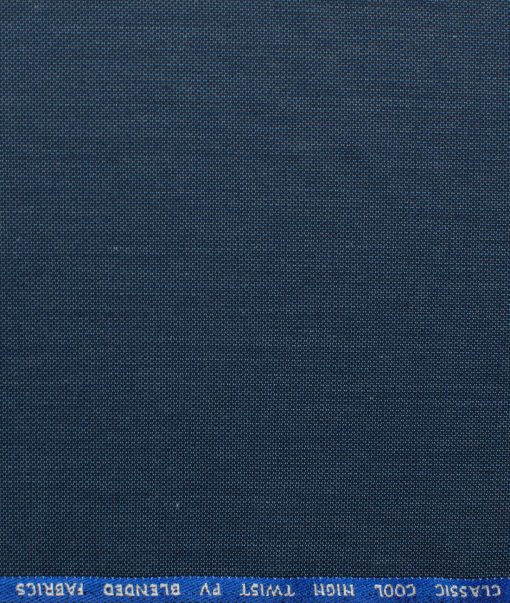 J.Hampstead Men's Polyester Viscose Structured 3.75 Meter Unstitched Suiting Fabric (Blue)