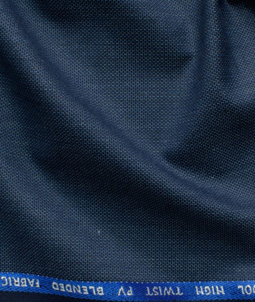 J.Hampstead Men's Polyester Viscose Structured 3.75 Meter Unstitched Suiting Fabric (Blue)