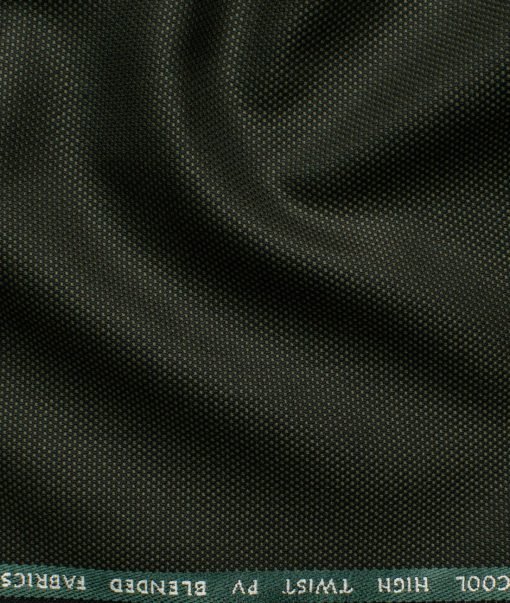 J.Hampstead Men's Polyester Viscose Structured 3.75 Meter Unstitched Suiting Fabric (Dark Seaweed Green)