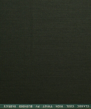 J.Hampstead Men's Polyester Viscose Structured 3.75 Meter Unstitched Suiting Fabric (Dark Seaweed Green)