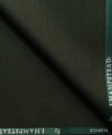 J.Hampstead Men's Polyester Viscose Structured 3.75 Meter Unstitched Suiting Fabric (Dark Seaweed Green)