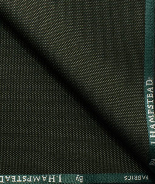 J.Hampstead Men's Polyester Viscose Structured 3.75 Meter Unstitched Suiting Fabric (Dark Seaweed Green)