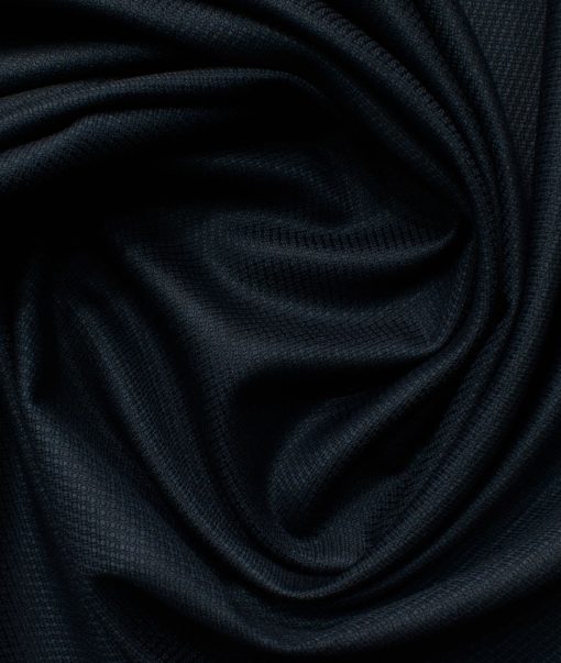 J.Hampstead Men's Polyester Viscose Structured 3.75 Meter Unstitched Suiting Fabric (Dark Navy Blue)