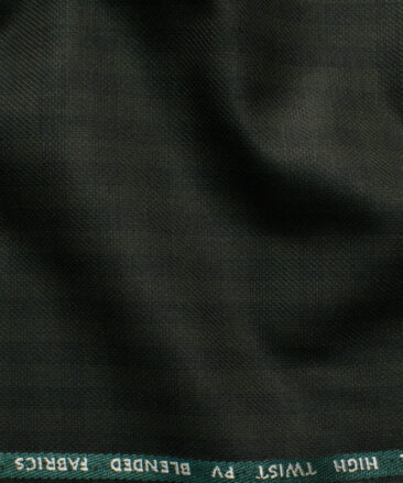 J.Hampstead Men's Polyester Viscose Checks 3.75 Meter Unstitched Suiting Fabric (Dark Green)