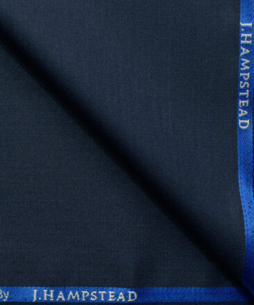 J.Hampstead Men's Polyester Viscose Self Design 3.75 Meter Unstitched Suiting Fabric (Dark Royal Blue Shiny)