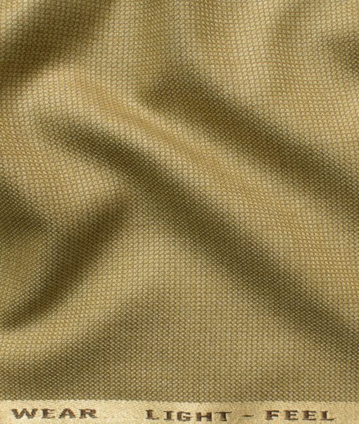 J.Hampstead Men's Polyester Viscose Structured 3.75 Meter Unstitched Suiting Fabric (Khakhi Brown)