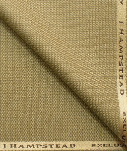 J.Hampstead Men's Polyester Viscose Structured 3.75 Meter Unstitched Suiting Fabric (Khakhi Brown)