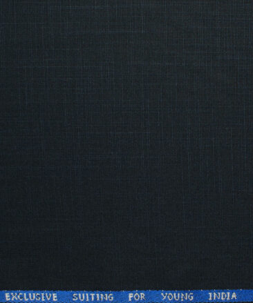 J.Hampstead Men's Polyester Viscose Self Design 3.75 Meter Unstitched Suiting Fabric (Dark Blue)