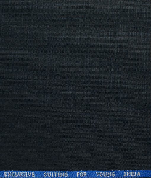 J.Hampstead Men's Polyester Viscose Self Design 3.75 Meter Unstitched Suiting Fabric (Dark Blue)