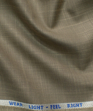 J.Hampstead Men's Polyester Viscose Self Design 3.75 Meter Unstitched Suiting Fabric (Light Brown)