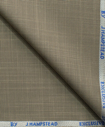 J.Hampstead Men's Polyester Viscose Self Design 3.75 Meter Unstitched Suiting Fabric (Light Brown)