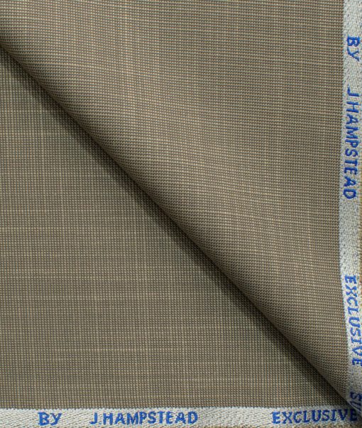 J.Hampstead Men's Polyester Viscose Self Design 3.75 Meter Unstitched Suiting Fabric (Light Brown)