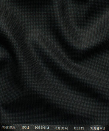 J.Hampstead Men's Polyester Viscose Structured 3.75 Meter Unstitched Suiting Fabric (Black)