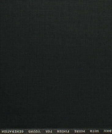 J.Hampstead Men's Polyester Viscose Structured 3.75 Meter Unstitched Suiting Fabric (Black)