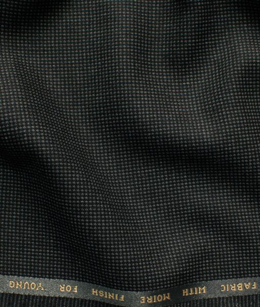 J.Hampstead Men's Polyester Viscose Structured 3.75 Meter Unstitched Suiting Fabric (Dark Grey)