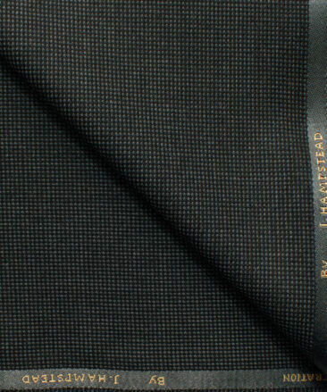 J.Hampstead Men's Polyester Viscose Structured 3.75 Meter Unstitched Suiting Fabric (Dark Grey)