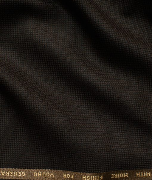 J.Hampstead Men's Polyester Viscose Structured 3.75 Meter Unstitched Suiting Fabric (Dark Brown)