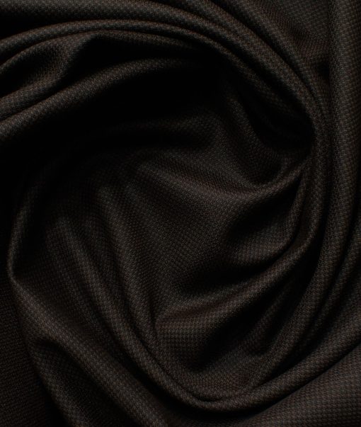 J.Hampstead Men's Polyester Viscose Structured 3.75 Meter Unstitched Suiting Fabric (Dark Brown)