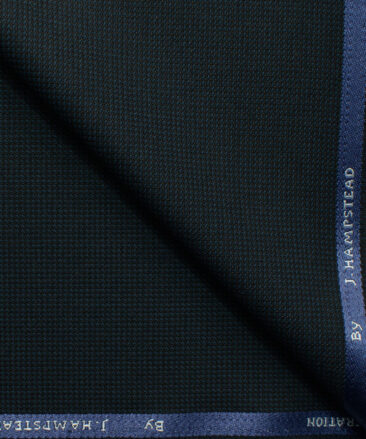 J.Hampstead Men's Polyester Viscose Structured 3.75 Meter Unstitched Suiting Fabric (Dark Blue)