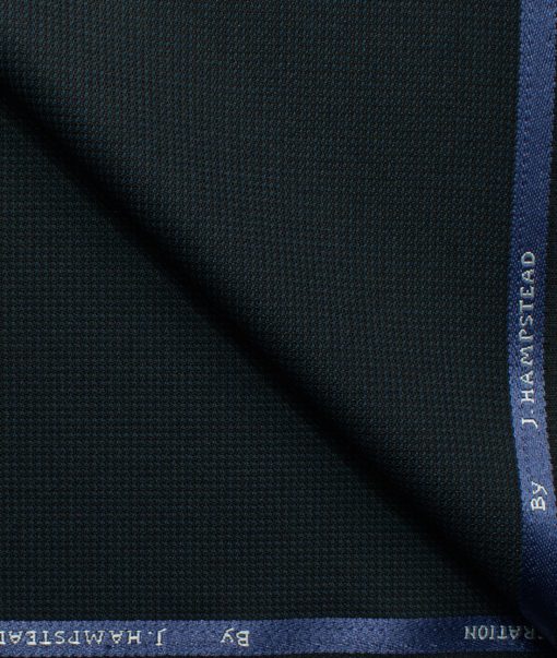 J.Hampstead Men's Polyester Viscose Structured 3.75 Meter Unstitched Suiting Fabric (Dark Blue)