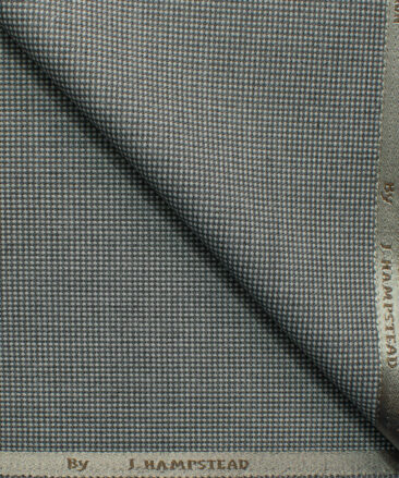 J.Hampstead Men's Polyester Viscose Structured 3.75 Meter Unstitched Suiting Fabric (Grey)