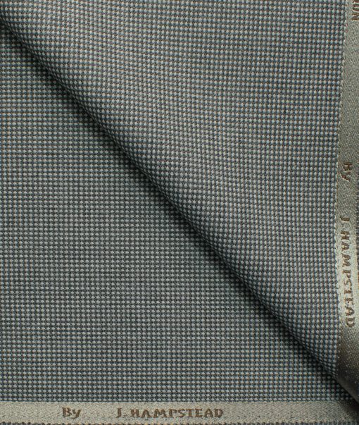 J.Hampstead Men's Polyester Viscose Structured 3.75 Meter Unstitched Suiting Fabric (Grey)