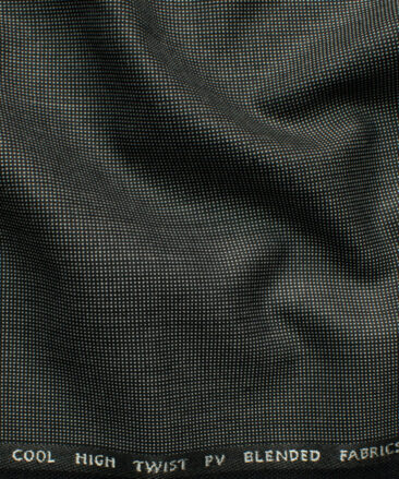 J.Hampstead Men's Polyester Viscose Structured 3.75 Meter Unstitched Suiting Fabric (Black & Light Grey)