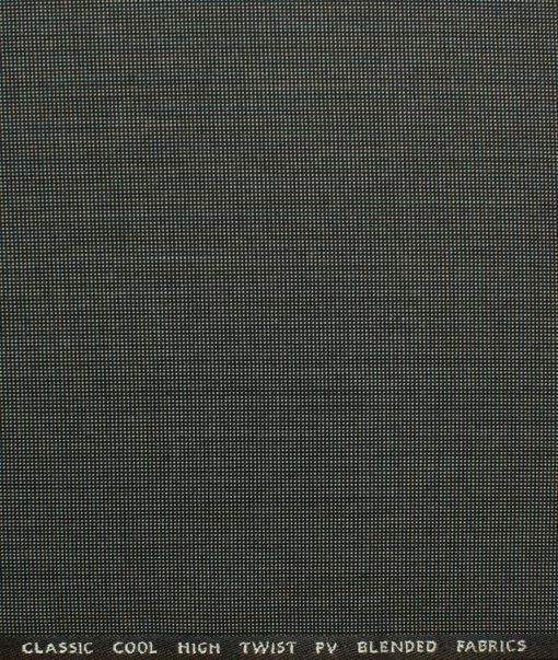 J.Hampstead Men's Polyester Viscose Structured 3.75 Meter Unstitched Suiting Fabric (Black & Light Grey)