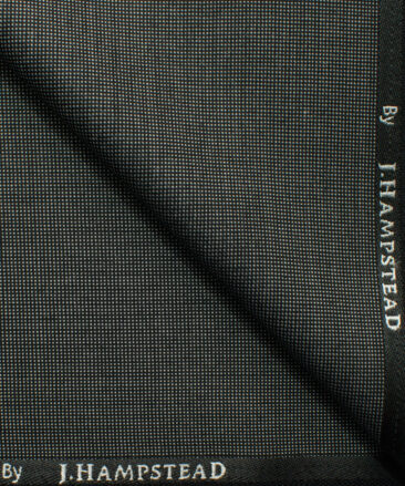 J.Hampstead Men's Polyester Viscose Structured 3.75 Meter Unstitched Suiting Fabric (Black & Light Grey)