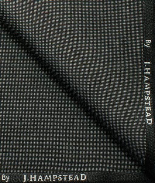 J.Hampstead Men's Polyester Viscose Structured 3.75 Meter Unstitched Suiting Fabric (Black & Light Grey)