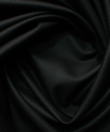 J.Hampstead Men's Polyester Viscose Structured 3.75 Meter Unstitched Suiting Fabric (Black)