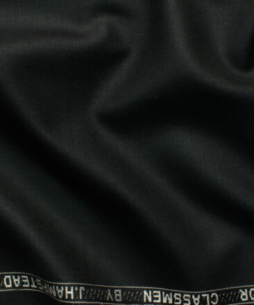 J.Hampstead Men's Polyester Viscose Solids 3.75 Meter Unstitched Suiting Fabric (Black)