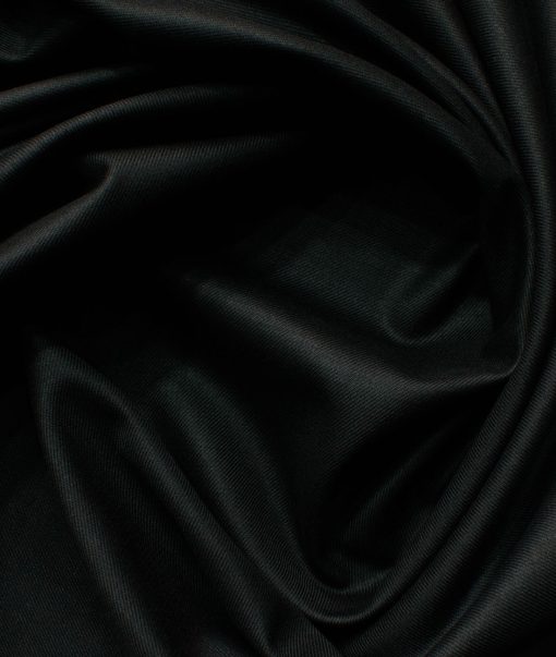 J.Hampstead Men's Polyester Viscose Solids 3.75 Meter Unstitched Suiting Fabric (Black)