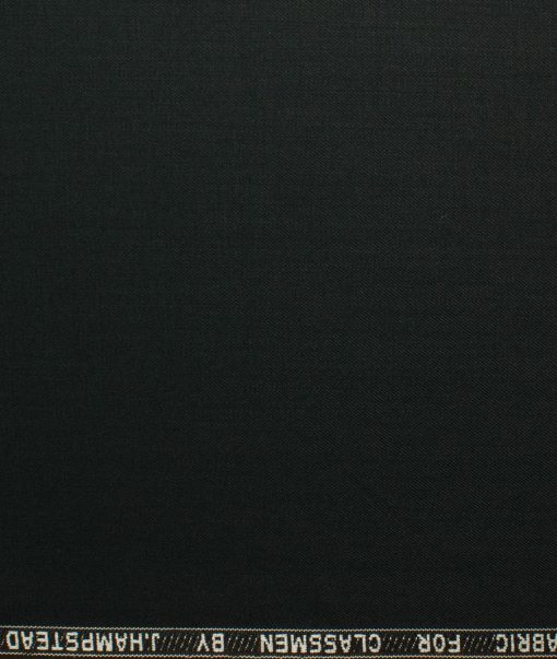 J.Hampstead Men's Polyester Viscose Solids 3.75 Meter Unstitched Suiting Fabric (Black)