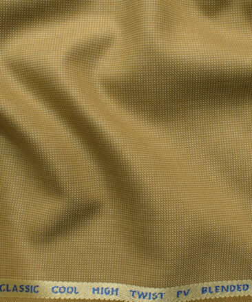 J.Hampstead Men's Polyester Viscose Structured 3.75 Meter Unstitched Suiting Fabric (Fawn Beige)