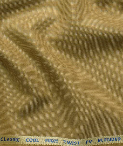 J.Hampstead Men's Polyester Viscose Structured 3.75 Meter Unstitched Suiting Fabric (Fawn Beige)