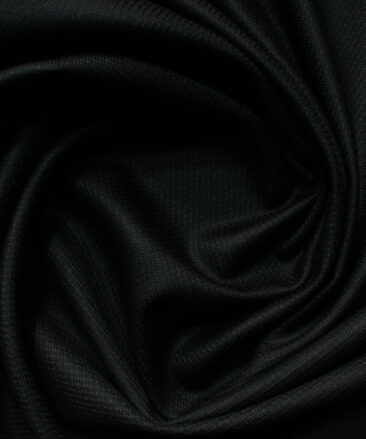 J.Hampstead Men's Polyester Viscose Structured 3.75 Meter Unstitched Suiting Fabric (Black)