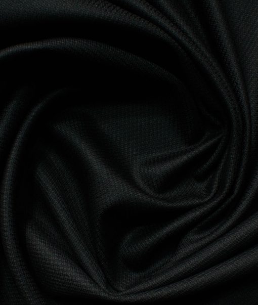 J.Hampstead Men's Polyester Viscose Structured 3.75 Meter Unstitched Suiting Fabric (Black)