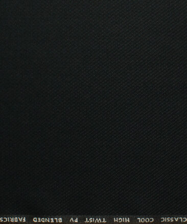 J.Hampstead Men's Polyester Viscose Structured 3.75 Meter Unstitched Suiting Fabric (Black)