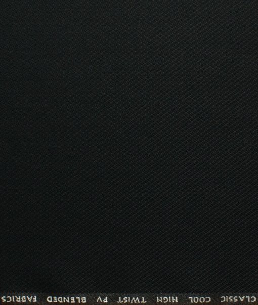 J.Hampstead Men's Polyester Viscose Structured 3.75 Meter Unstitched Suiting Fabric (Black)