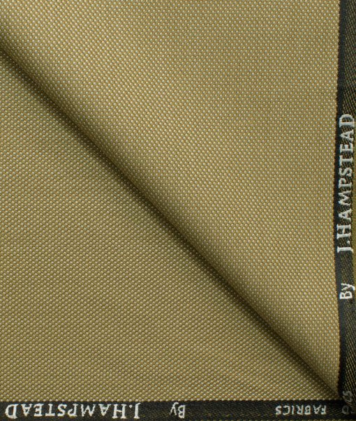 J.Hampstead Men's Polyester Viscose Structured 3.75 Meter Unstitched Suiting Fabric (Tan Beige)