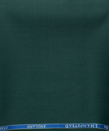 J.Hampstead Men's 45% Wool Solids Super 100's1.30 Meter Unstitched Trouser Fabric (Dark Pine Green)