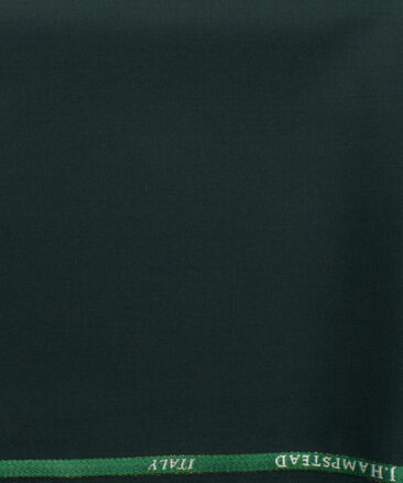 J.Hampstead Men's 45% Wool Solids Super 120's1.30 Meter Unstitched Trouser Fabric (Dark Pine Green)