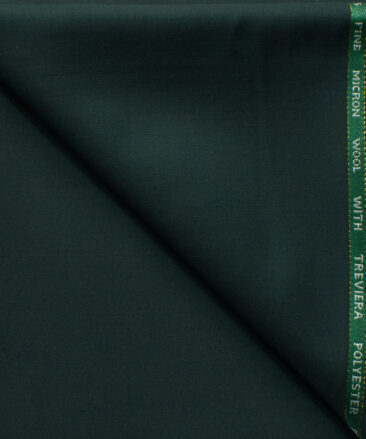 J.Hampstead Men's 45% Wool Solids Super 120's1.30 Meter Unstitched Trouser Fabric (Dark Pine Green)