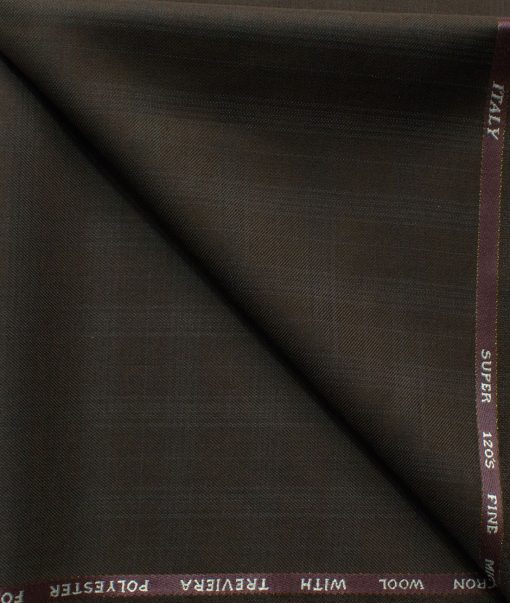 J.Hampstead Men's 45% Wool Checks Super 120's1.30 Meter Unstitched Trouser Fabric (Dark Brown)